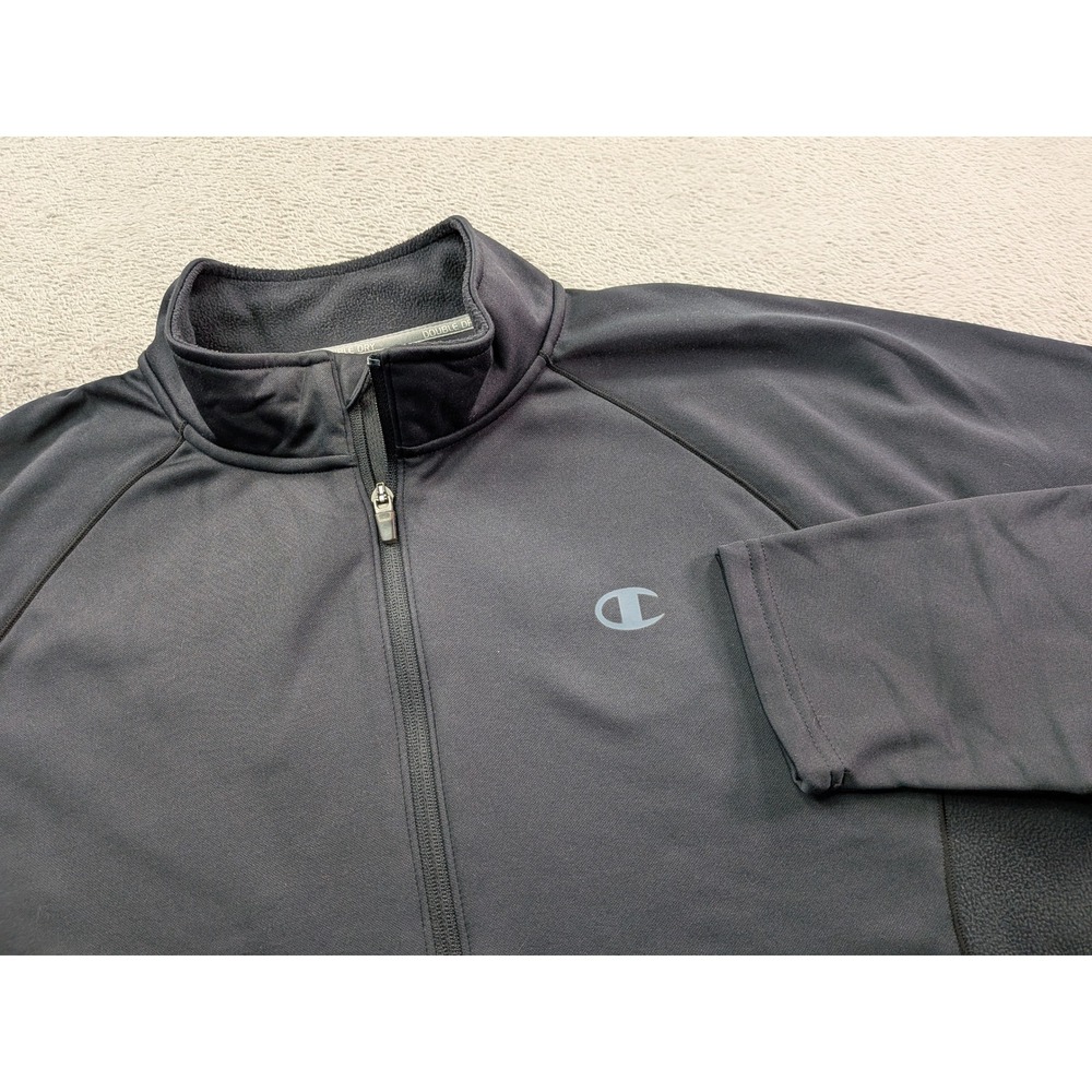 Champion Mens PowerTrain Double Dry Full Zip Fleece Jacket Black XL V4520